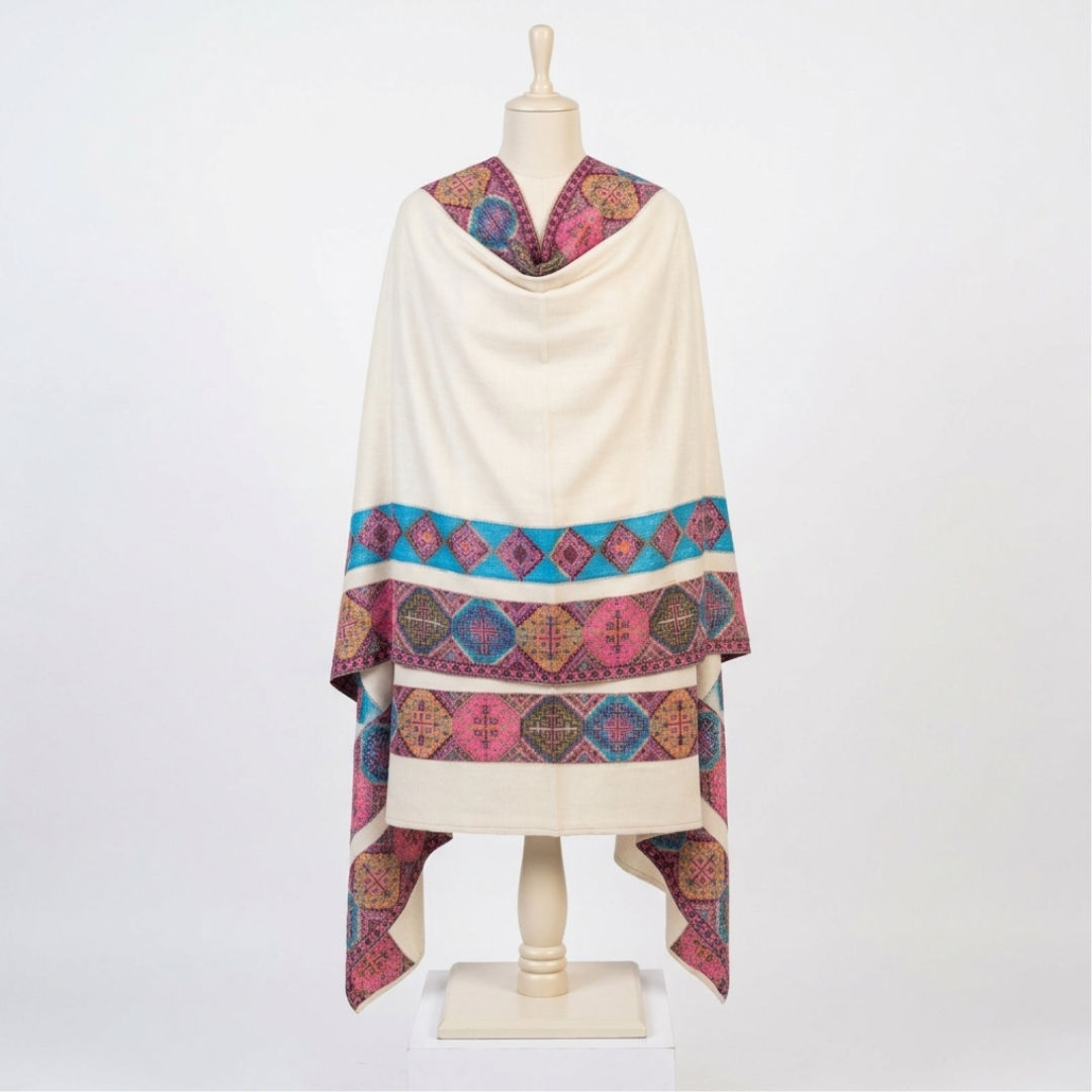 Pink/Turquoise Kullu Shawl